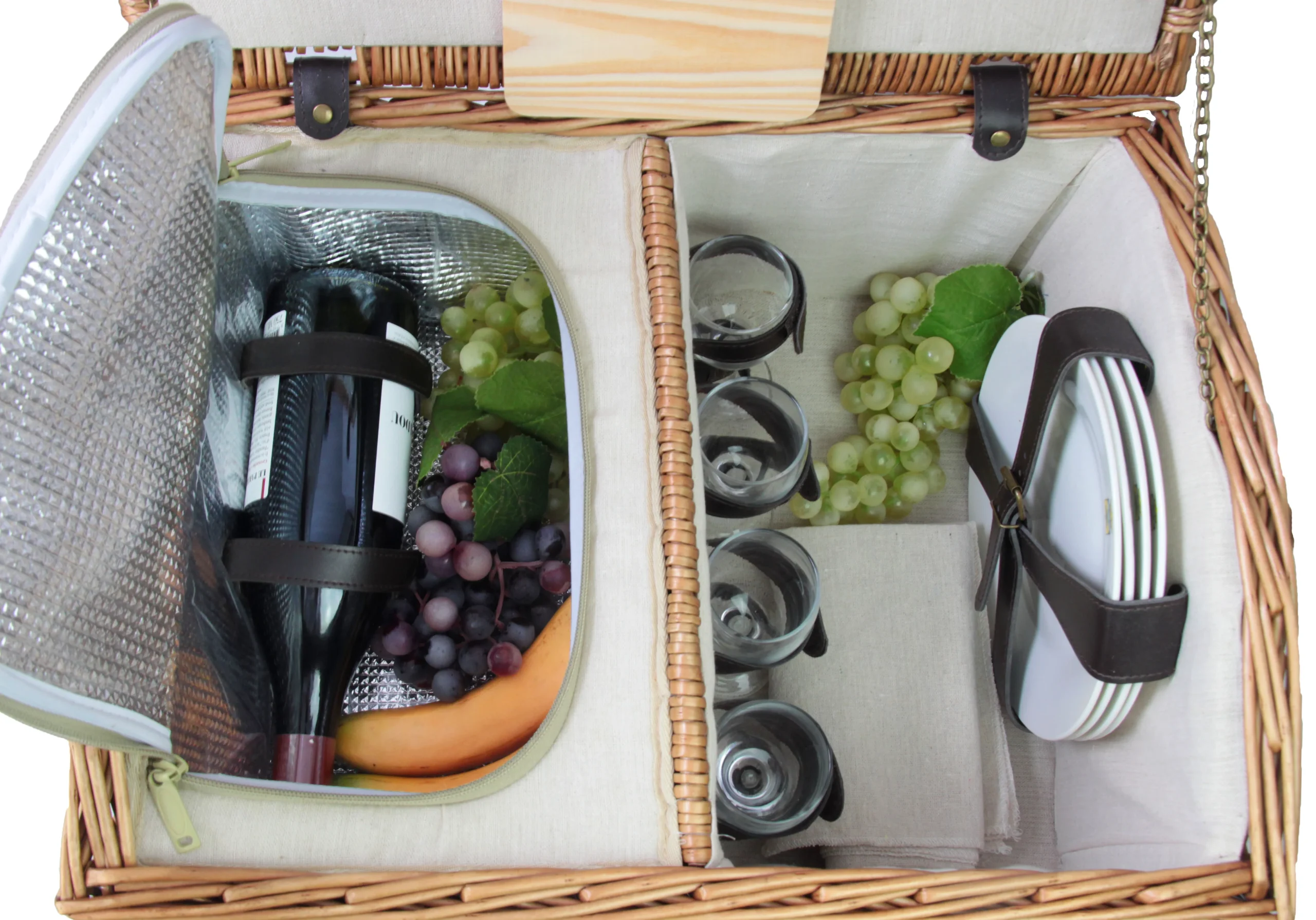 Panier pique-nique en osier naturel et écologique "Gisors" - 4 personnes – Image 6